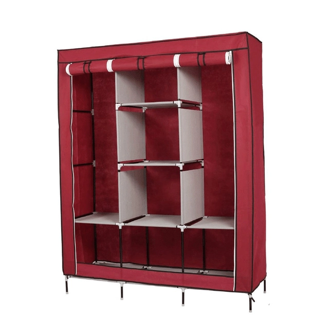 Portativ skaf, metal/parca, qirmizi, 130x45x175 sm